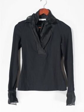 ANNE FONTAINE Elga Black Shirt Blouse Pullover Size 10
